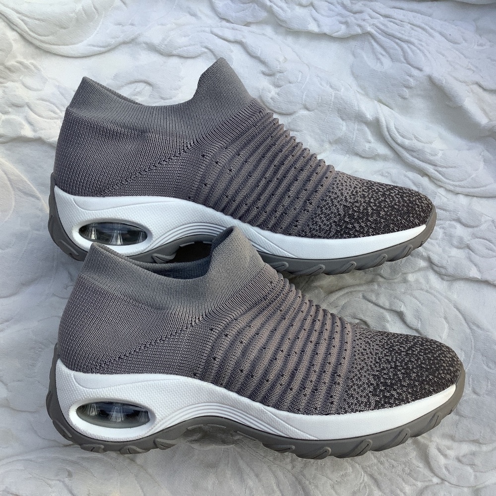 EUC STQ mesh wedge sneakers gray fashion